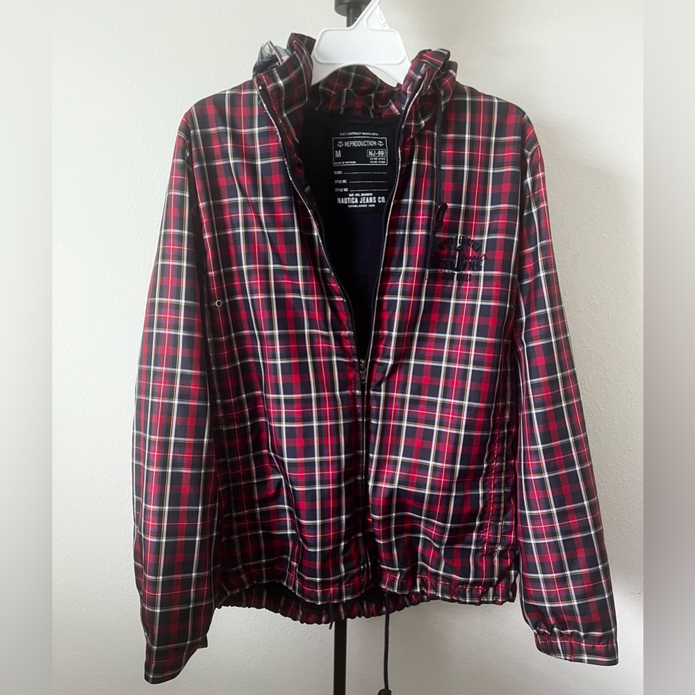 Nautica Plaid Hooded Jacket Size M